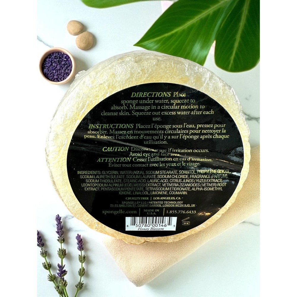 Spongellé Honey Blossom Body Wash Infused Buffer 1.5oz | 5+ Uses Yuzu & Vetiver - Picture 2 of 3